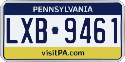 PA license plate LXB9461