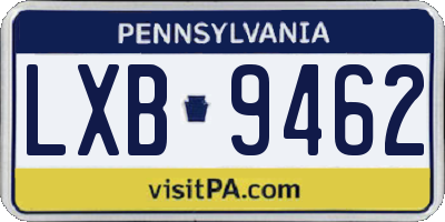 PA license plate LXB9462