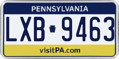 PA license plate LXB9463