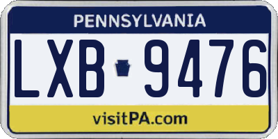 PA license plate LXB9476