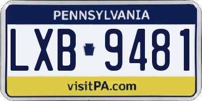PA license plate LXB9481