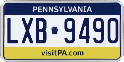 PA license plate LXB9490