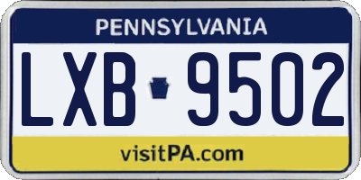 PA license plate LXB9502