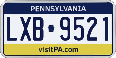 PA license plate LXB9521
