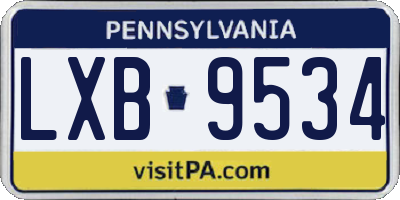 PA license plate LXB9534