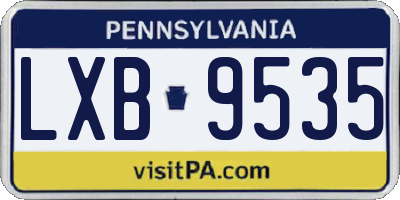 PA license plate LXB9535