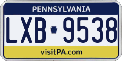 PA license plate LXB9538