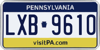 PA license plate LXB9610
