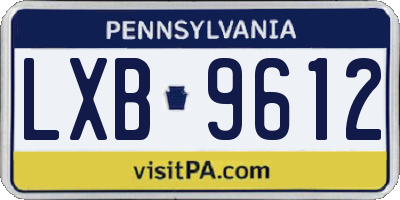 PA license plate LXB9612