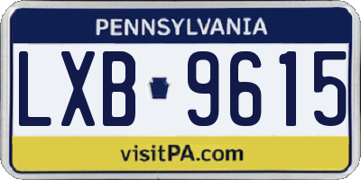 PA license plate LXB9615
