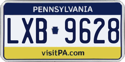 PA license plate LXB9628