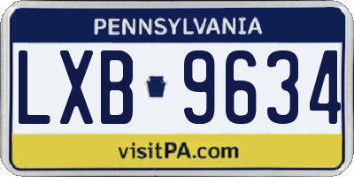PA license plate LXB9634