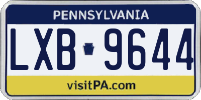 PA license plate LXB9644