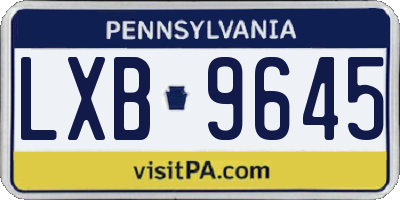 PA license plate LXB9645