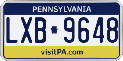 PA license plate LXB9648