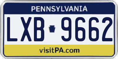 PA license plate LXB9662