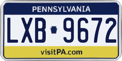 PA license plate LXB9672