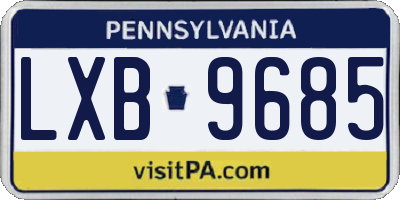 PA license plate LXB9685
