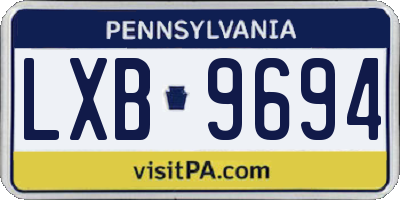 PA license plate LXB9694