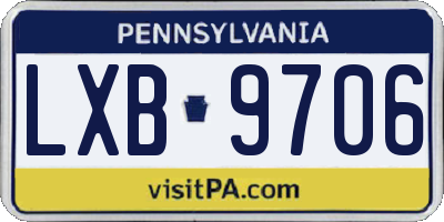 PA license plate LXB9706