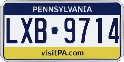PA license plate LXB9714