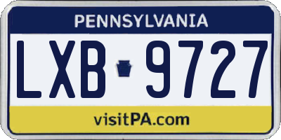 PA license plate LXB9727