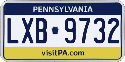 PA license plate LXB9732