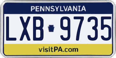 PA license plate LXB9735