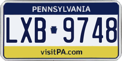 PA license plate LXB9748