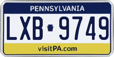 PA license plate LXB9749