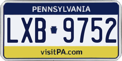 PA license plate LXB9752