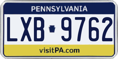 PA license plate LXB9762