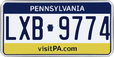 PA license plate LXB9774