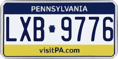 PA license plate LXB9776