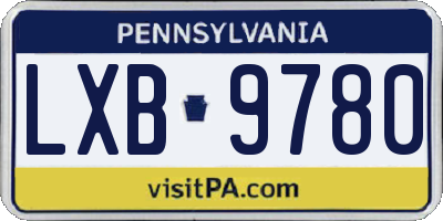 PA license plate LXB9780