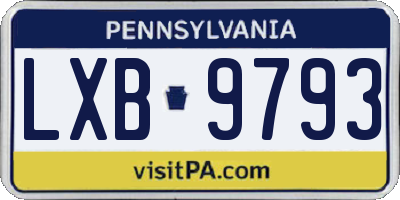 PA license plate LXB9793