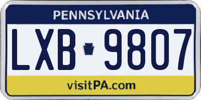 PA license plate LXB9807