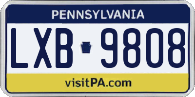 PA license plate LXB9808