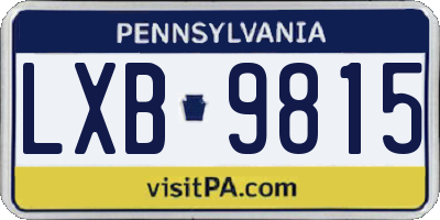 PA license plate LXB9815
