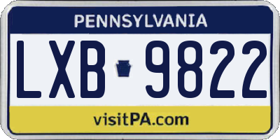 PA license plate LXB9822