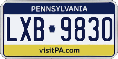 PA license plate LXB9830
