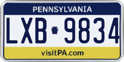 PA license plate LXB9834
