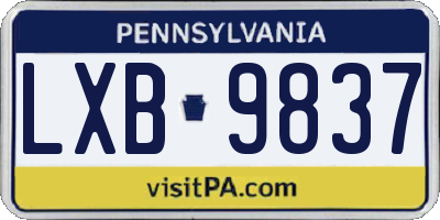PA license plate LXB9837
