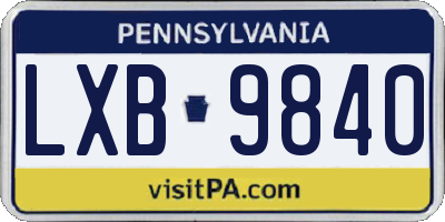 PA license plate LXB9840