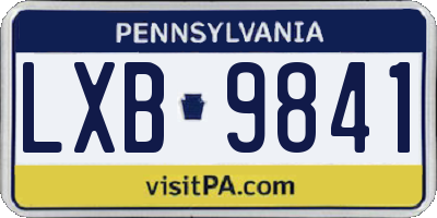 PA license plate LXB9841