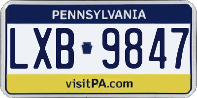 PA license plate LXB9847
