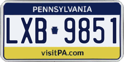 PA license plate LXB9851