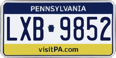 PA license plate LXB9852