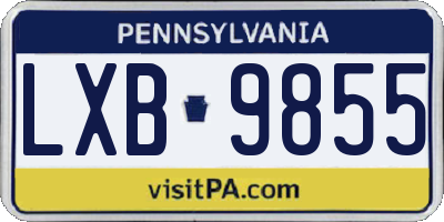 PA license plate LXB9855