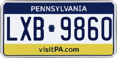PA license plate LXB9860